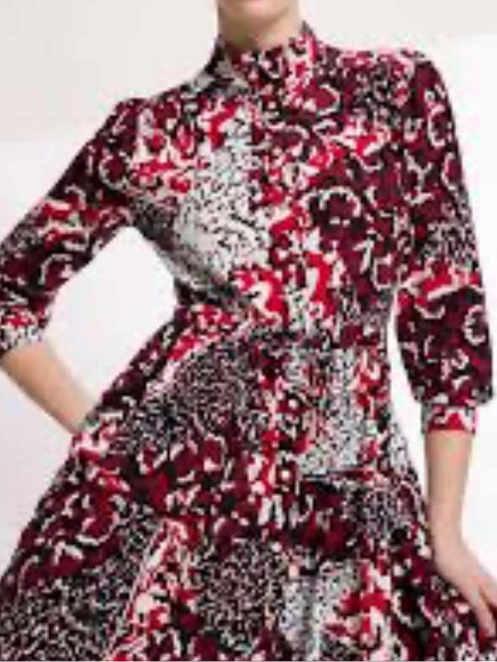 SUNCOO Red, Black & White Long-Sleeve Fit-and-Flare Dress